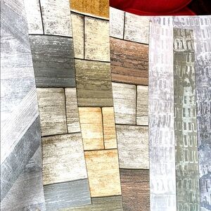 Rustic Stone and Wood Pattern Wallpaper sheet samples